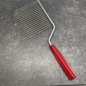 Vintage Cake Breaker Cutter Cherry Red Star Bakelite Handle 11" Angel Food